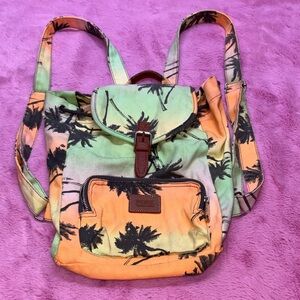 PINK Victoria's Secret Retro Colorful Sunset Palm Backpack